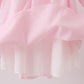 Pink bow embroidery swiss dot dress
