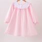 Pink bow embroidery swiss dot dress