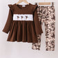Camouflage duck embroidery ruffle pants set