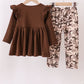 Camouflage duck embroidery ruffle pants set