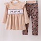 Camouflage deer embroidery ruffle pants set