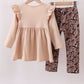 Camouflage deer embroidery ruffle pants set