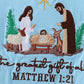 Blue nativity embroidery ruffle romper