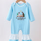 Blue nativity embroidery ruffle romper