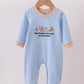 Blue turkey embroidery romper