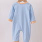 Blue turkey embroidery romper