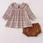 Brown plaid bloomer set