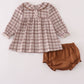 Brown plaid bloomer set
