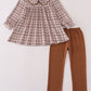 Brown plaid pants set