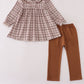 Brown plaid pants set