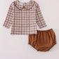 Brown plaid bloomer set