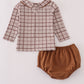 Brown plaid bloomer set