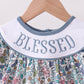 Blue floral blessed embroidery bloomer set