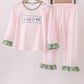 Pink nutcracker embroidery gingham pajama set