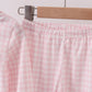 Pink nutcracker embroidery gingham pajama set