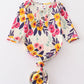 Floral print hairband baby gown