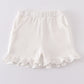 Cream basic ruffle shorts