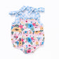 Blue floral print ruffle girl bubble