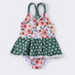 Floral print girl one-piece swimsuit