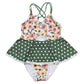 Floral print girl one-piece swimsuit