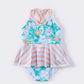 Daisy meadow print girl one-piece swimsuit