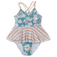 Daisy meadow print girl one-piece swimsuit