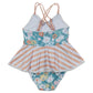 Daisy meadow print girl one-piece swimsuit