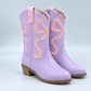Lavender Boot Pink Glitter Bow PO
