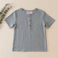 Teal button linen top