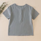 Teal button linen top