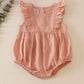 Peach linen girl ruffle bubble