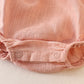 Peach linen girl ruffle bubble