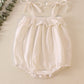 White strap ruffle linen girl bubble