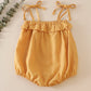 Mustard strap ruffle linen girl bubble