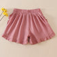 Purple linen ruffle shorts