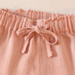 Peach linen girl shorts