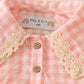 Blush plaid linen button girl bubble