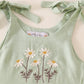 Sage floral embroidery linen dress