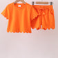 Orange scalloped shorts set