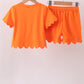 Orange scalloped shorts set