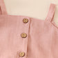 Pink linen ruffle 2pc baby set