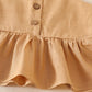 Beige linen ruffle 2pc baby set