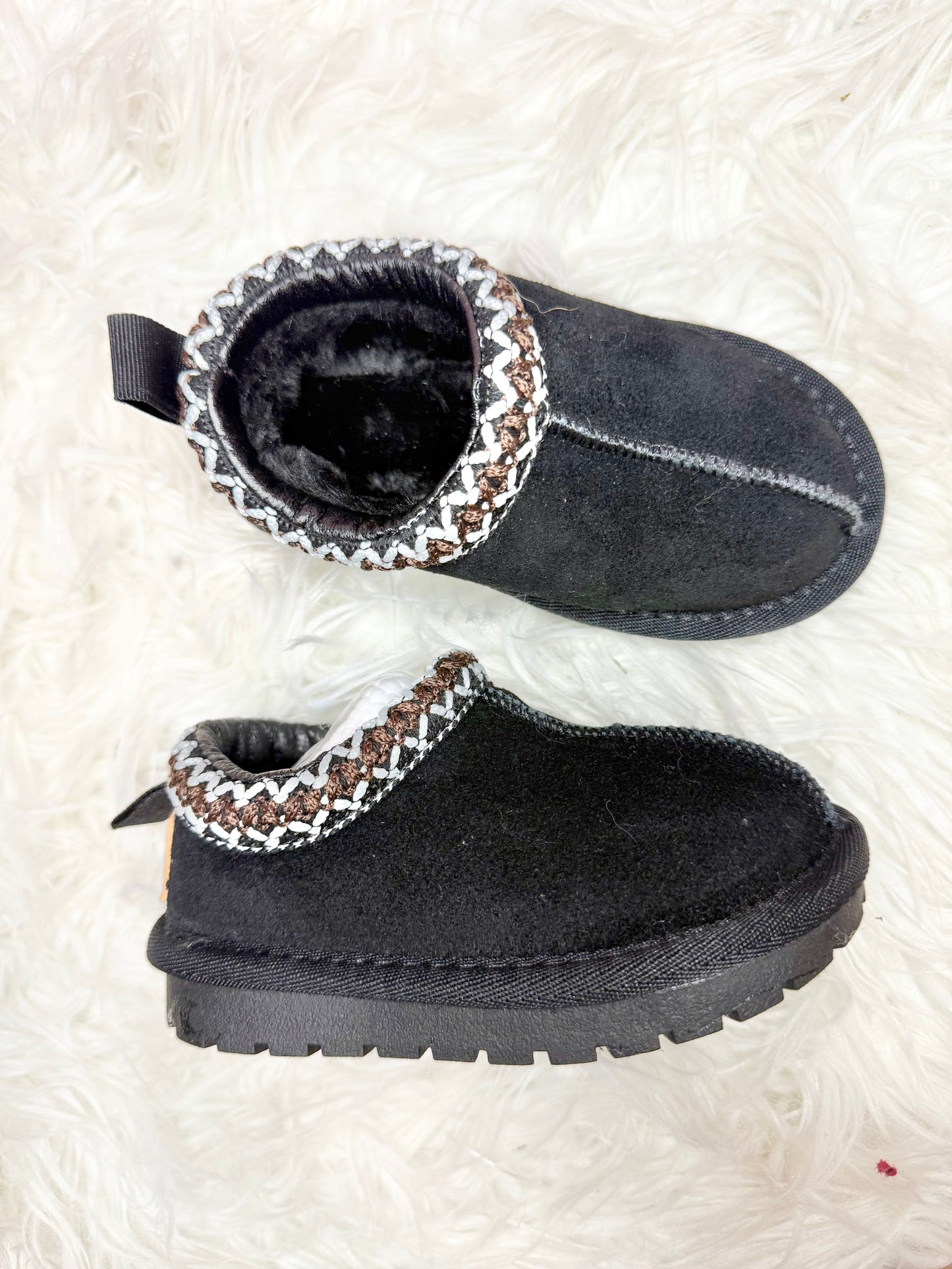 Cozy Knit Trim Slip-On Booties