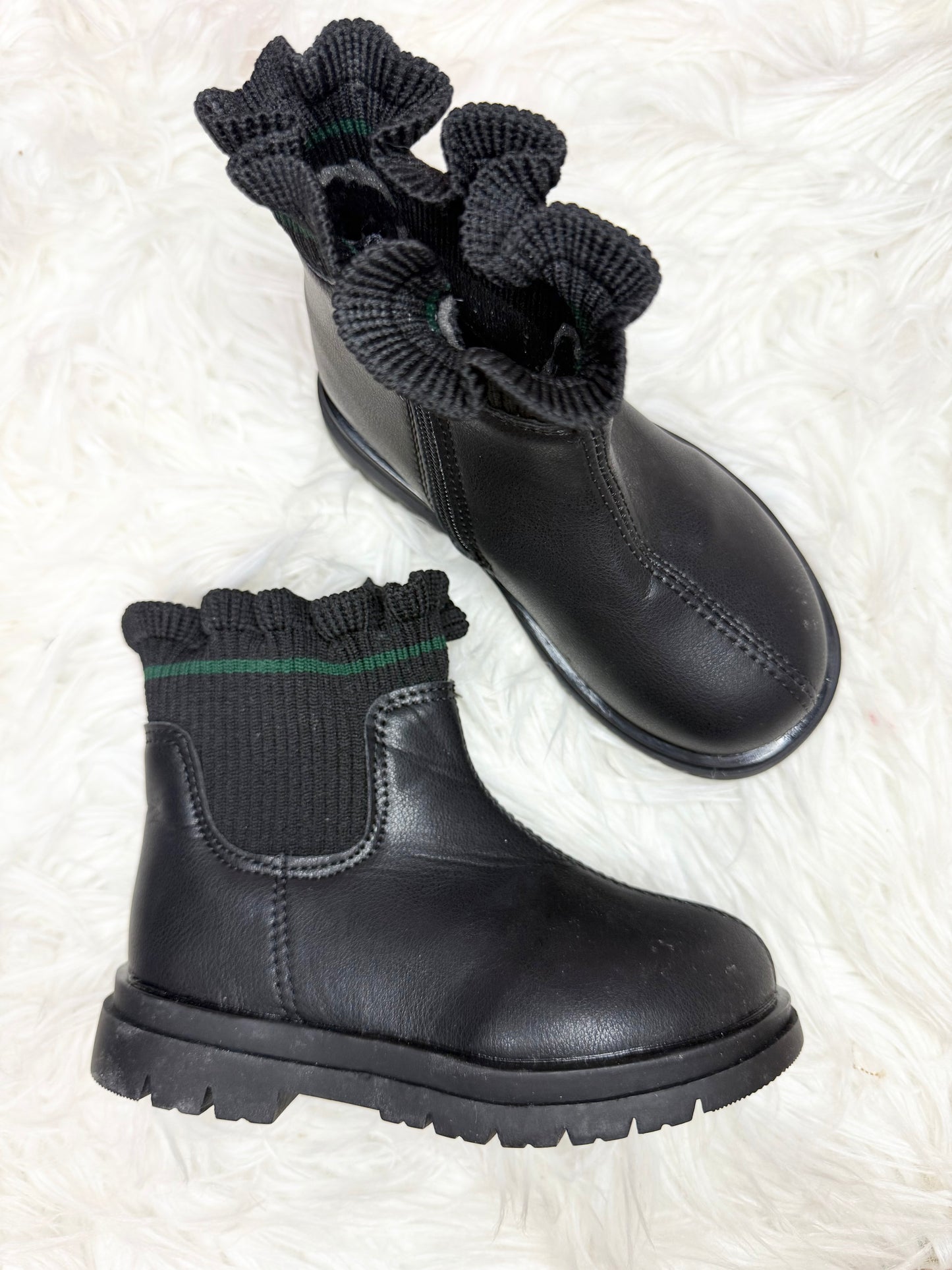 Ruffle Boot With Side Zipper