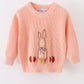 Coral hand-embroidery bunny pullover sweater