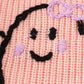 Pink hand-embroidery ghost pullover sweater