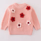 Pink floral hand-embroidery jumper sweater