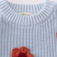 Blue floral hand-embroidery jumper sweater