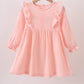 Premium pink ruffle muslin dress