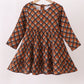 Premium brown plaid muslin dress